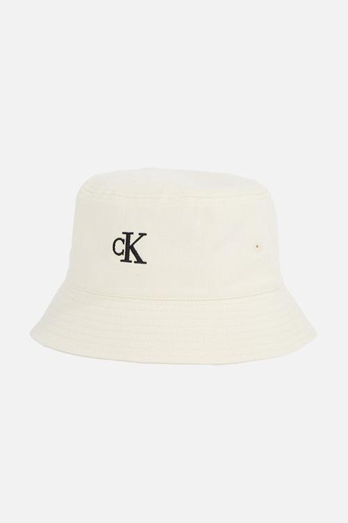 Embroidered monogram bucket hat - bone white
