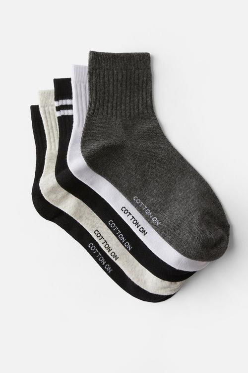 5 Pack Quarter Crew Sock - Multi 