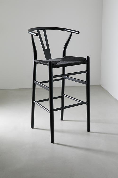 Harmony solid wood bar stool - black