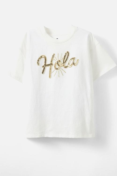 Livvy lux short sleeve tee - vanilla/hola