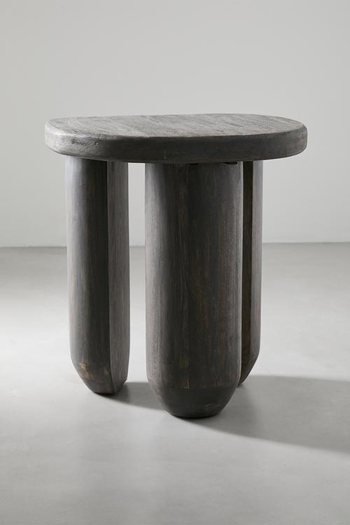 Trey wood side table-grey