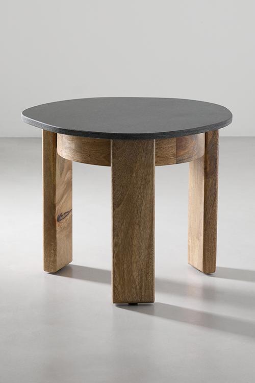 Sindh marble & wood side table-natural