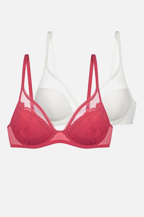 2 pack melanie plunge - red/ivory
