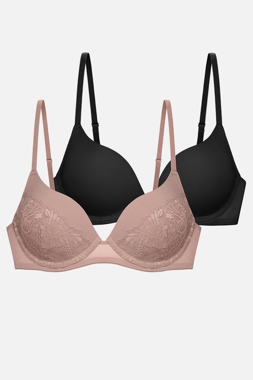 Nadia 2 pack plunge - pink & black