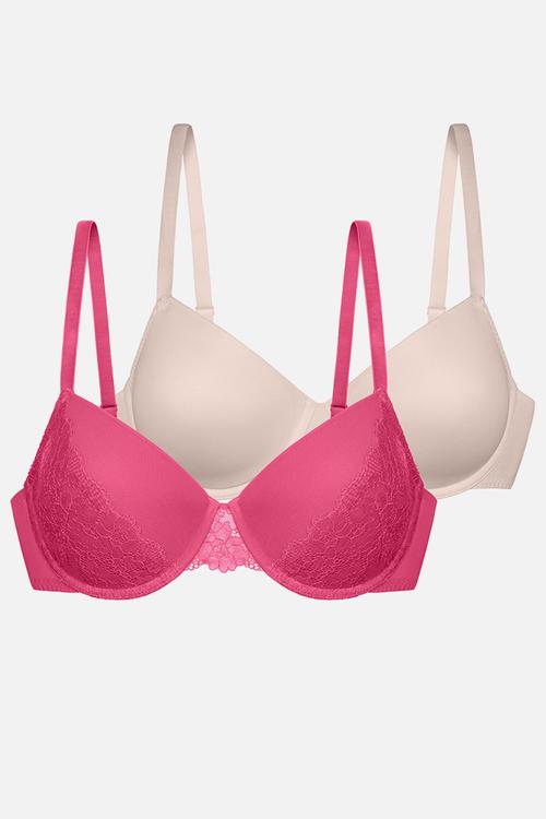 Curvy Norissa 2 pack demi - pink/beige