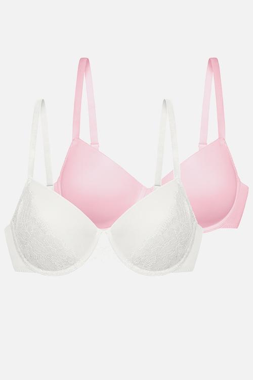 Curvy Norissa 2 pack demi - pink/ivory