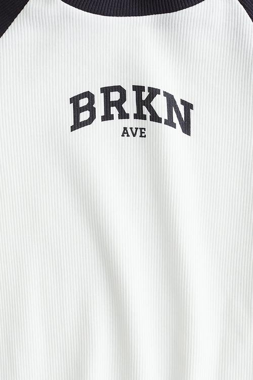 Ribbed cotton top - white/brkn ave 