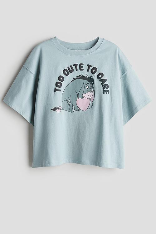 Printed cotton T-shirt - dark turquoise/winnie the pooh