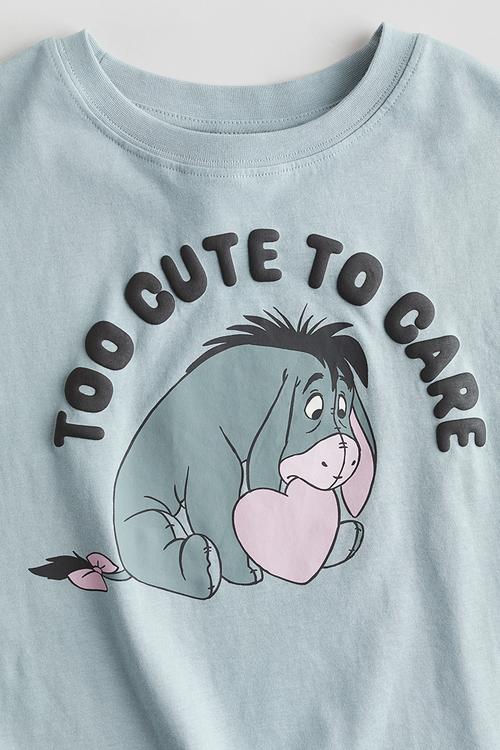 Printed cotton T-shirt - dark turquoise/winnie the pooh