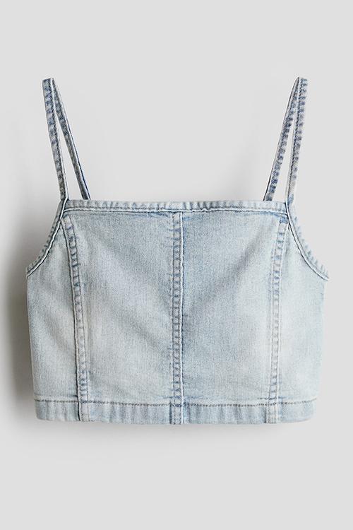 Denim strappy top - light denim blue 