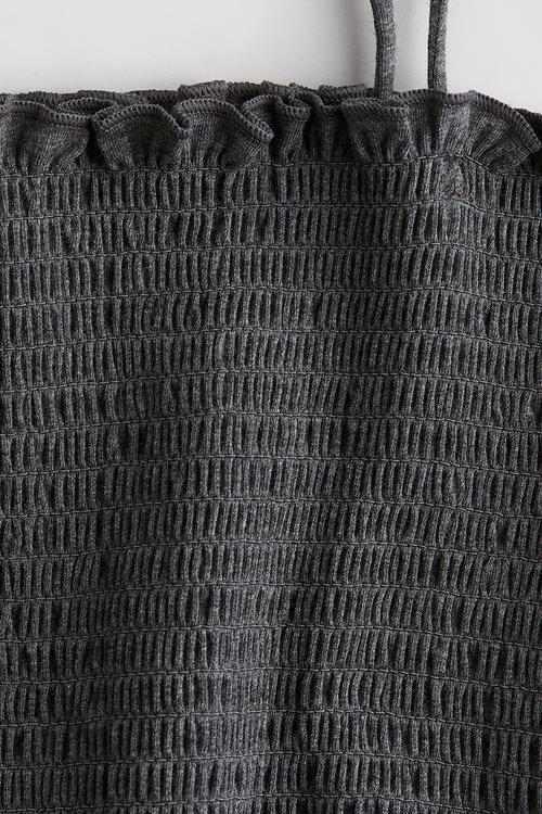 Smocked crop top - dark grey 