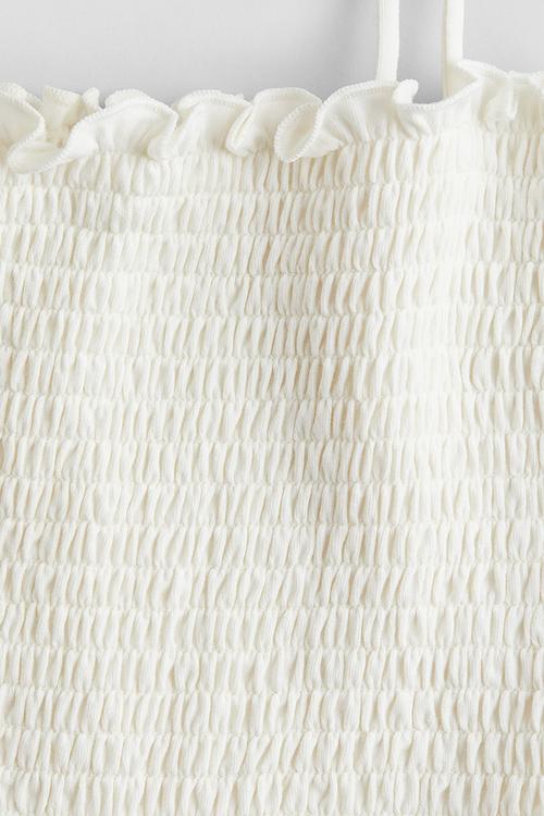 Smocked crop top - white