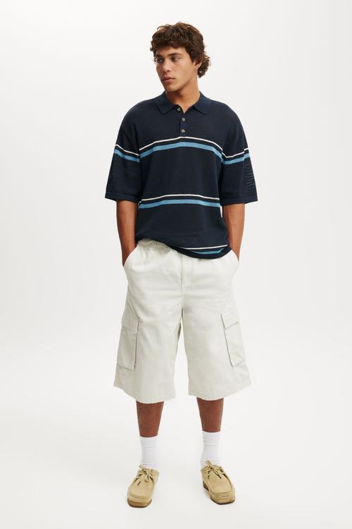Knitted Polo - Navy Stripe