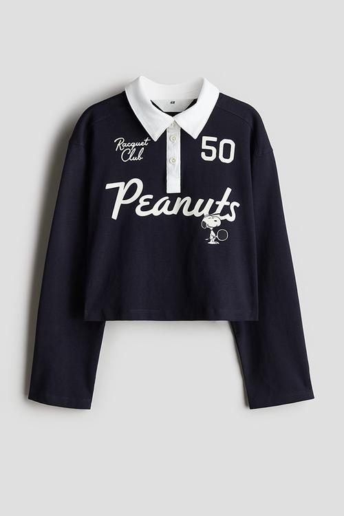 Cropped rugby shirt - blue,multi