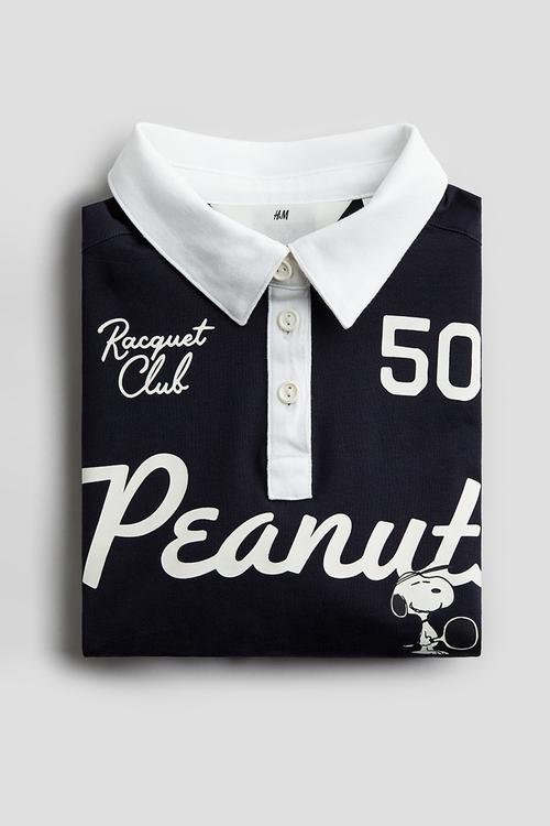 Cropped rugby shirt - blue,multi