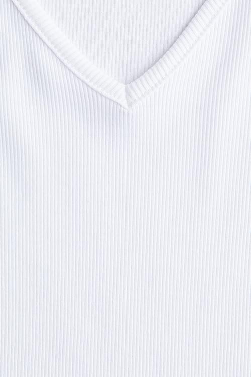 Ribbed cotton jersey top - white