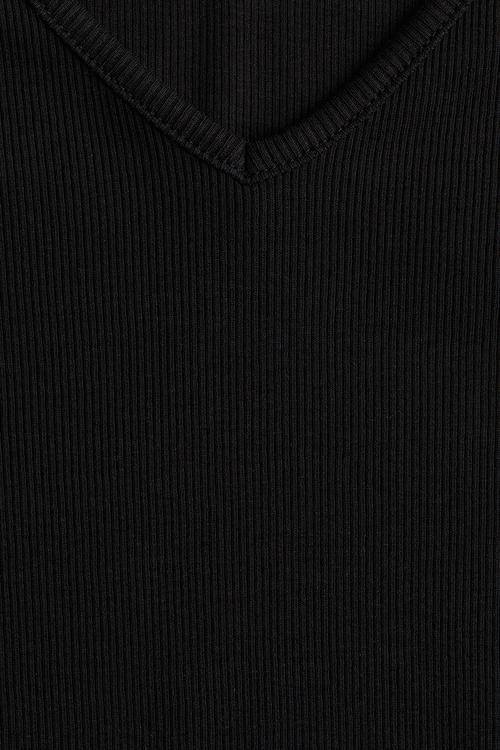 Ribbed cotton jersey top - black