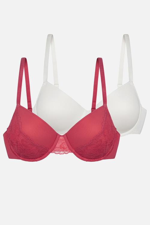 Plus 2 pack Melanie demi - red/ivory