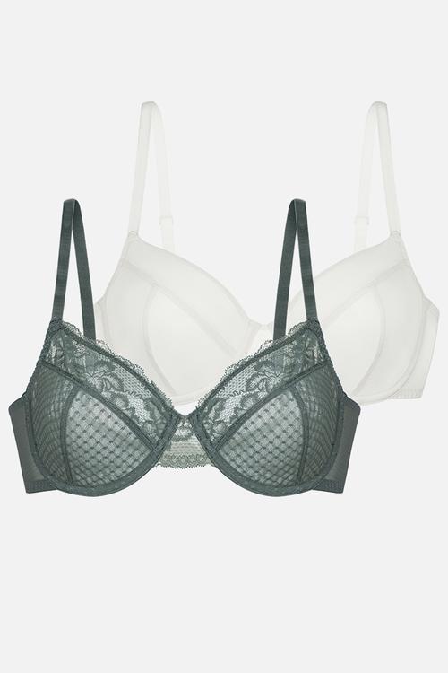 Curve Arista 2 pack wired bra - green/ivory