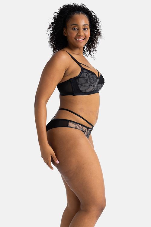 Curvy Rowan full cup non wired bra - black