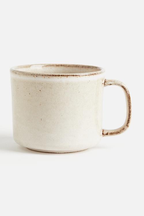 Reactive-glaze stoneware mug - light beige
