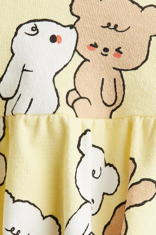 Crinkled jersey skirt - yellow & bunnies