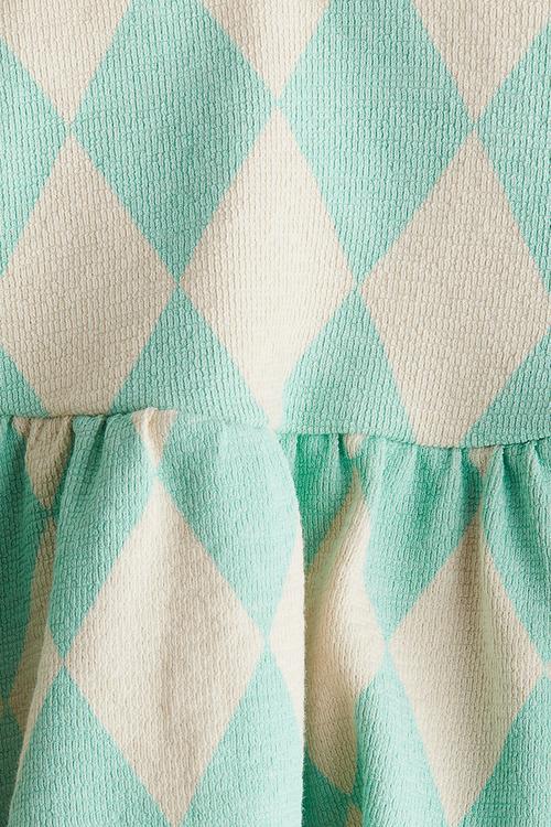 Crinkled jersey skirt - turquoise & harlequin-patterned