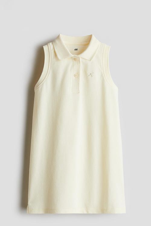 A-line piqué dress - light yellow