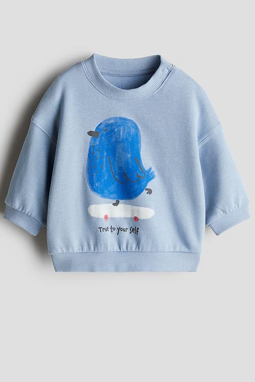 Printed sweatshirt - light blue bird