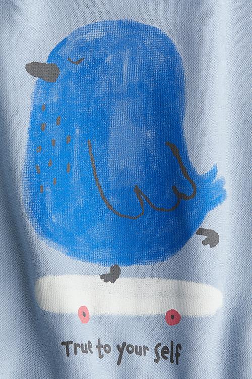 Printed sweatshirt - light blue bird