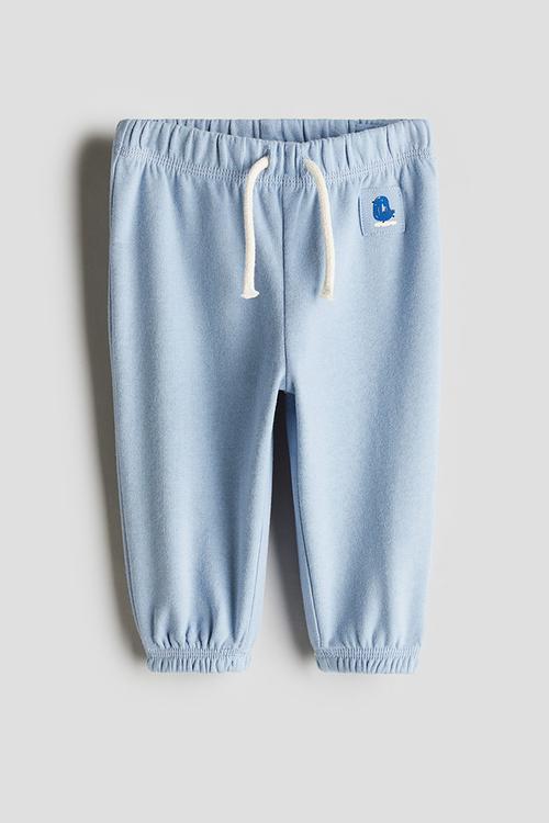 Cotton joggers - light dusty blue bird