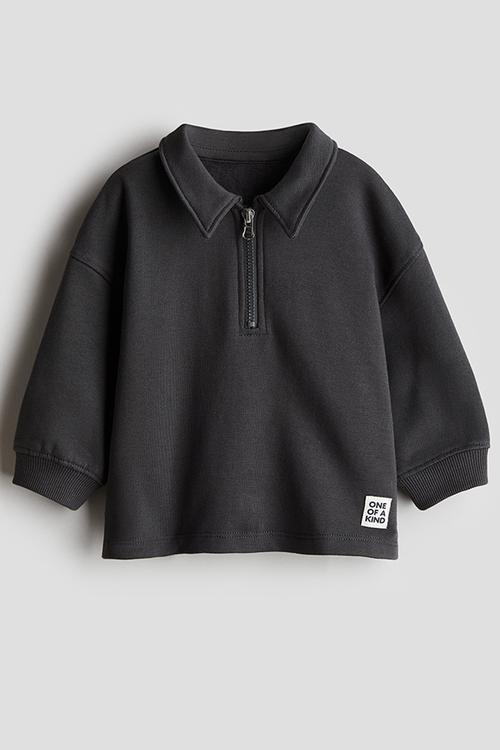 Zip-top polo shirt - dark grey