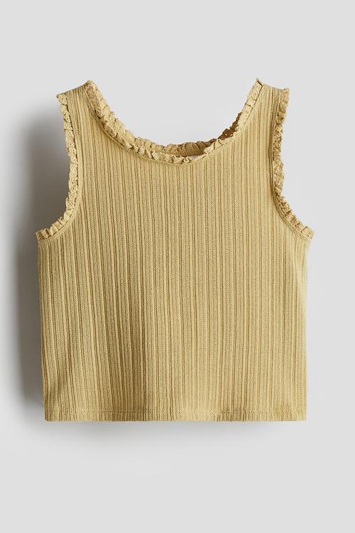 Lace-trimmed vest top - dusty yellow 