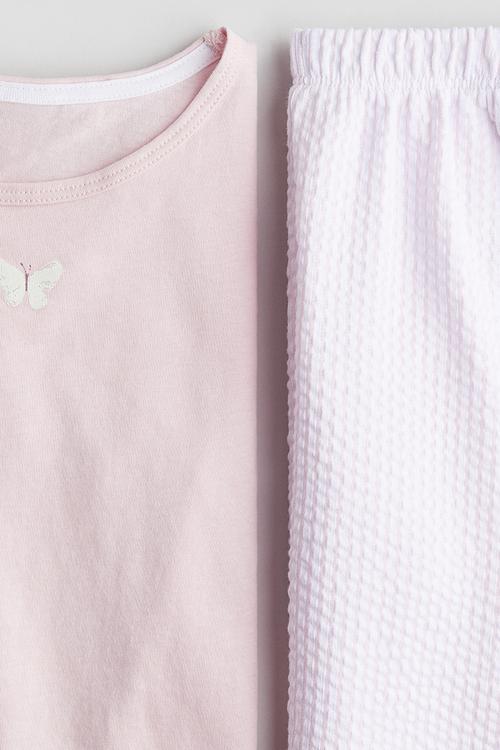 Jersey pyjamas - light pink striped