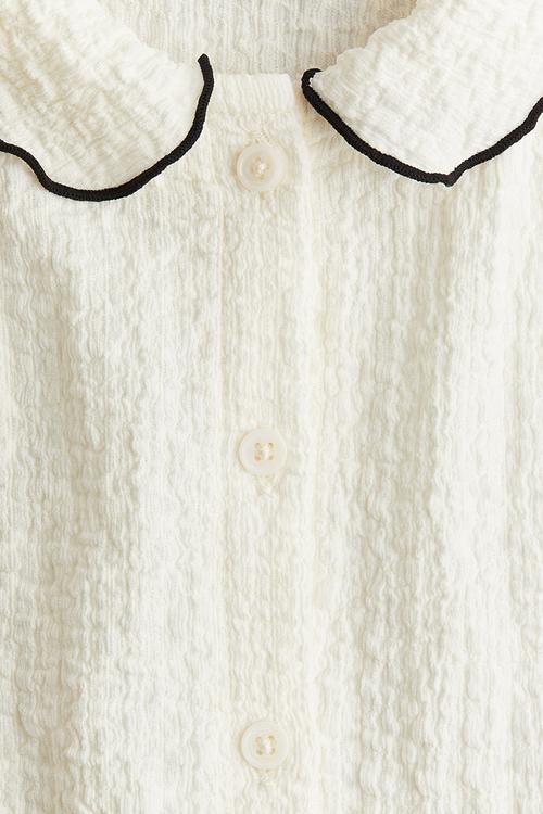 Crinkled jersey blouse - white