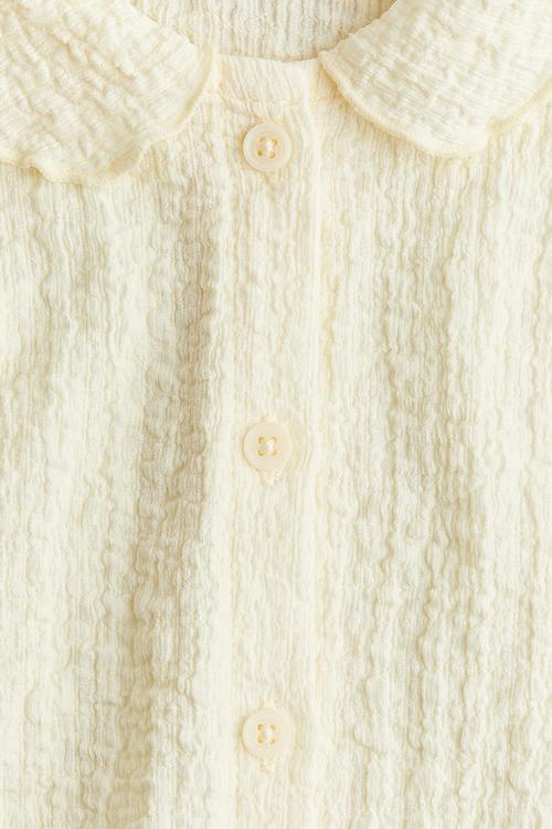 Crinkled jersey blouse - light yellow