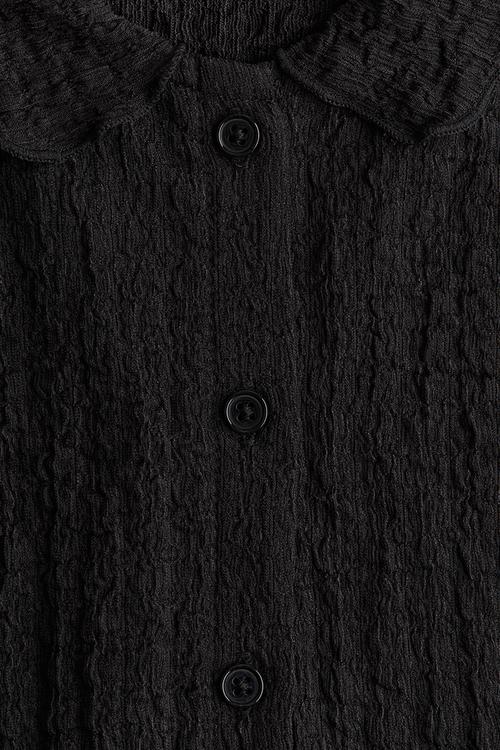 Crinkled jersey blouse - black