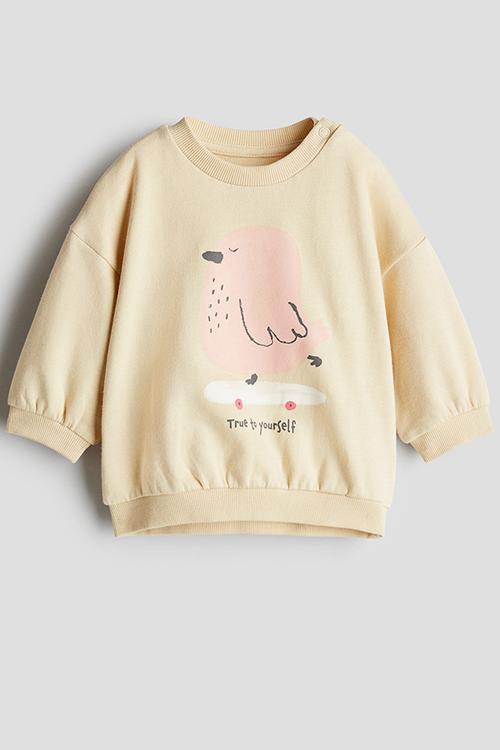 Printed sweatshirt - light beige true to yourself