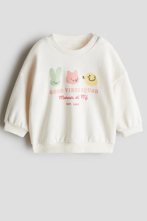 Printed sweatshirt - cream good vibes squad