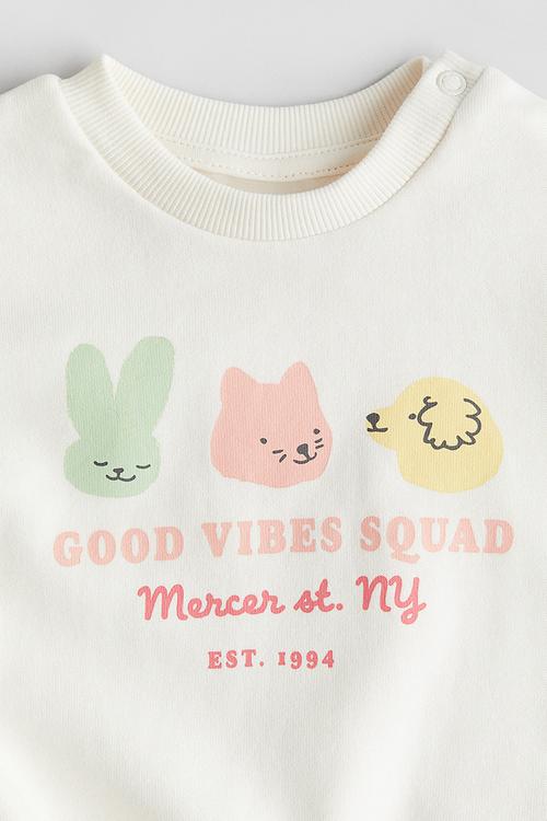 Printed sweatshirt - cream good vibes squad