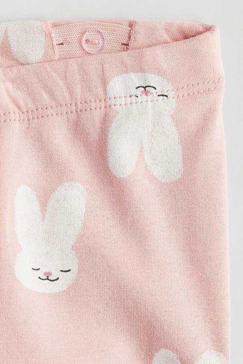 Cotton jersey leggings - light pink bunnies