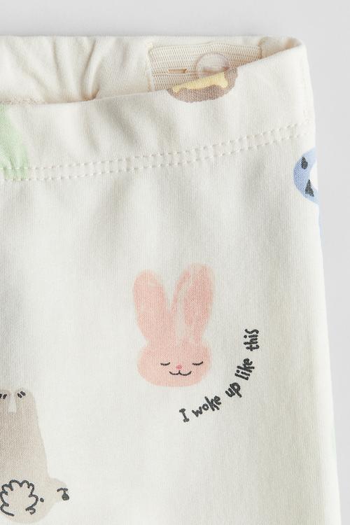 Cotton jersey leggings - cream animals