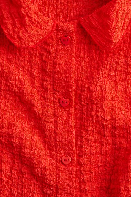 Crinkled jersey blouse - bright red