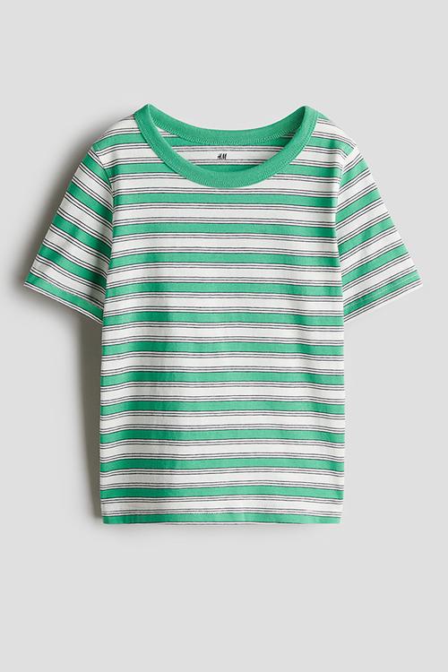Cotton jersey t-shirt - green striped