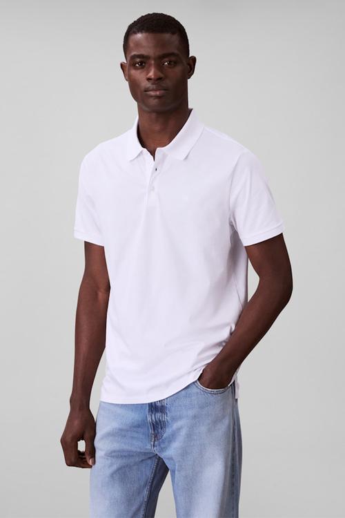 Short sleeve Smooth Cotton Solid Polo - Bright White