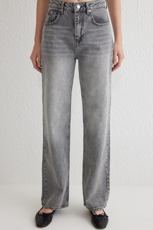 High waist wide leg jeans - grey