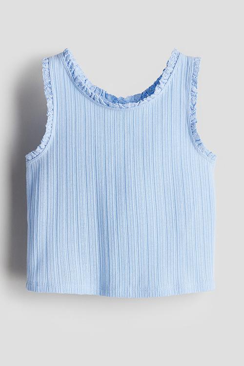 Lace-trimmed vest top - light blue 