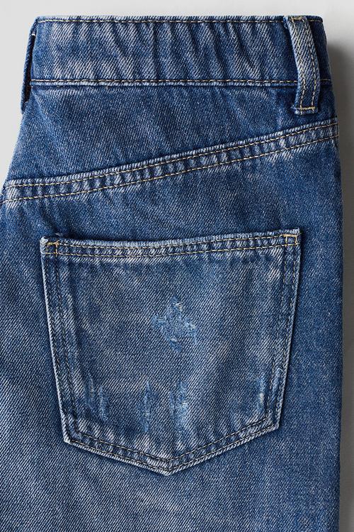 Frayed-edge denim shorts - denim blue