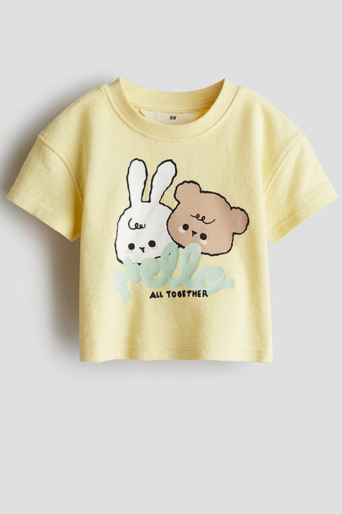 Boxy-style top - yellow hello