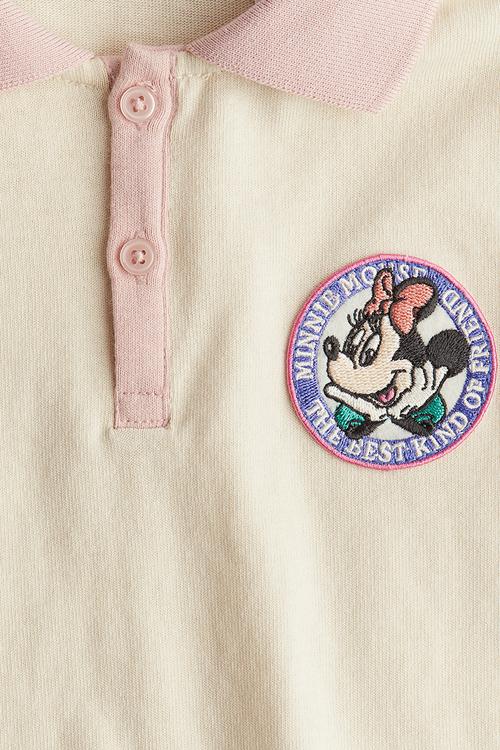 Appliquéd polo shirt - light beige/minnie mouse 